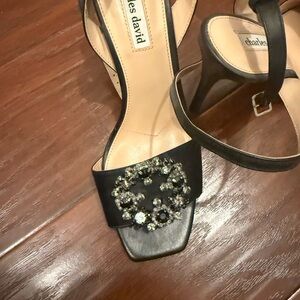 Charles David Black Heels with Embellishments